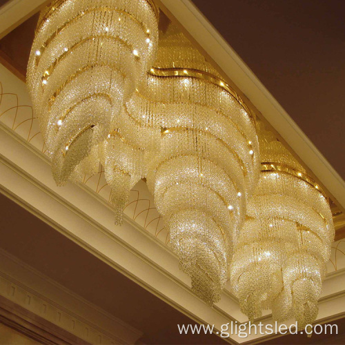 Hotel lobby modern luxury decoration long chandelier